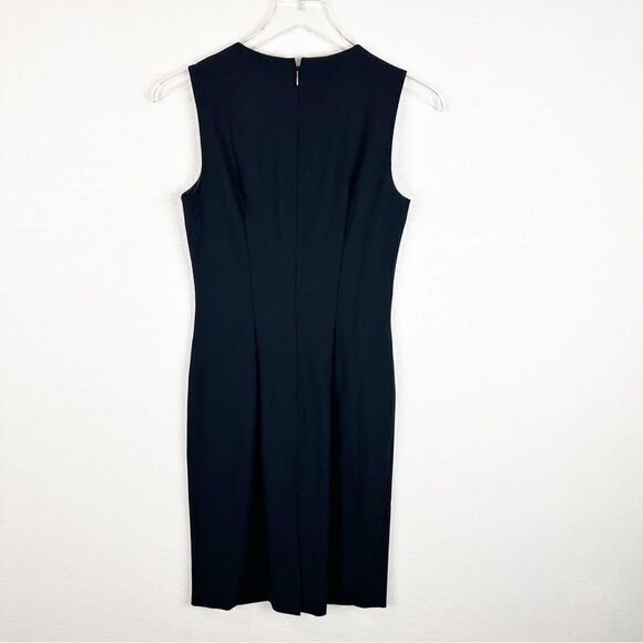 Hugo Boss Dirusa Fundamentals Black Sheath Stretch Sleeveless Dress Midi Size 2 - Picture 5 of 8